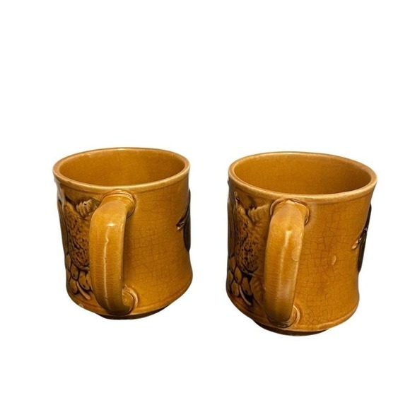 Vintage Harvest Gold Ceramic Tea Coffee Set Fruit Relief Squirrel Finial 5pc - Picture 13 of 16